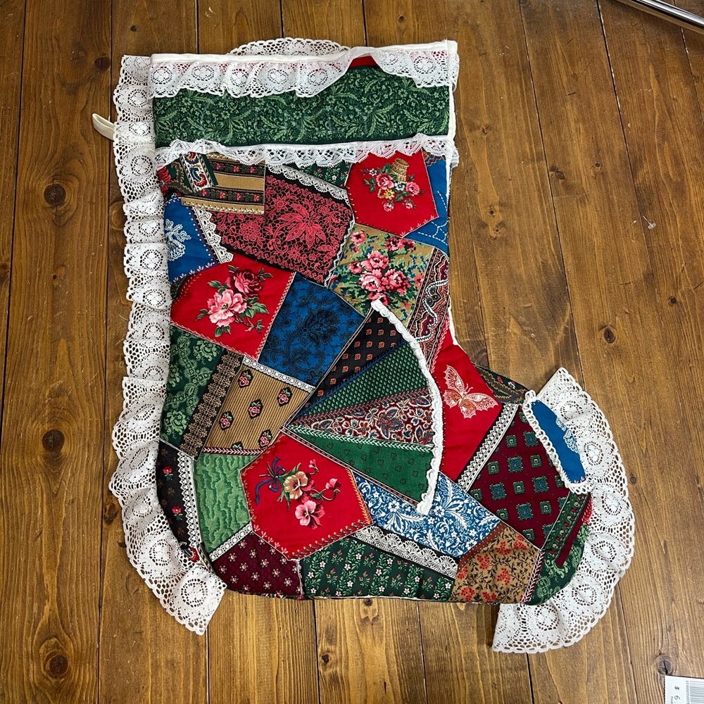 Cranston jumbo oversized Christmas stocking crazy quilt pattern